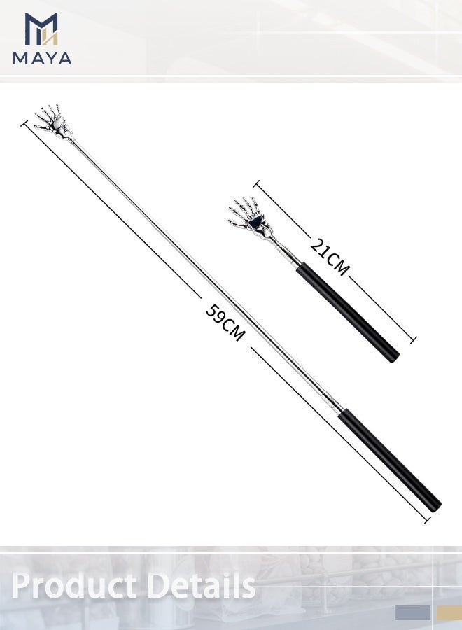 مايا مجموعة من 3 قطع من أدوات تدليك الظهر على شكل يد هيكل عظمي، محمولة وقابلة للتمديد، بمقابض مطاطية ناعمة، مثالية لإرسالها كهدية للأصدقاء/الزملاء/كبار السن (أسود، أزرق، أخضر). - Image 4